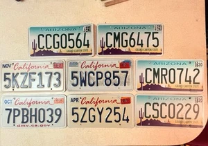 Lot Of 8 Arizona And California License Plates  - Picture 1 of 9