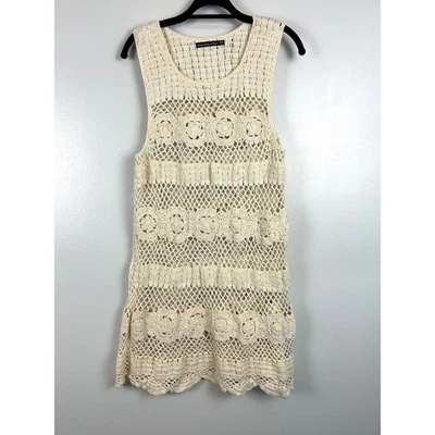 Vestido Abercrombie Fitch Crochet Natación Encubrimiento Crema Boho Festival Mediano/Grande Foto 1 de 4