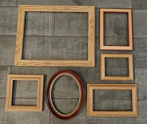 CORNICI legno vintage lotto di 6 gallerie wall art decoro shabby chic eco tr - Foto 1 di 12
