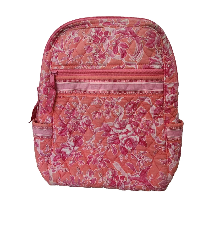 Vera Bradley Retired Hope Toile Backpack Pink Coral Floral Quilted - Pre Owned - Image 1 of 4