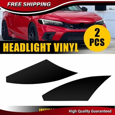 Para Honda Civic 2022-2025 2X Faros Vinilo PreCortado Superposición Tinte Calcomanía Adhesiva Foto 1 de 4