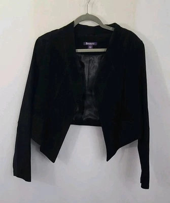 Roamans 16W Negro Gamuza Cuero Bolero Chaqueta Corta Abrigo Vamp Vaquera Elegante Foto 1 de 4