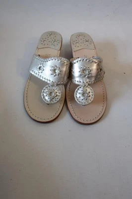 Sandalias Jack Rogers para mujer metálicas doradas de cuero tanga tacón de cuña 6,5 Foto 1 de 4