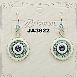 BRIGHTON HALO LIGHT PURPLE BLUE SWAROVSKI CRYSTAL FRENCH EARRINGS JA3622 NWT - Picture 1 of 4