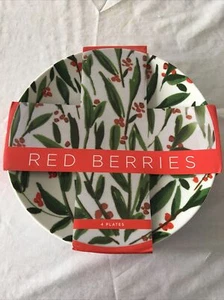 Eaton Fine Dining Red Berries Christmas Holiday Winter Plates Set of 4 NEW! - Picture 1 of 4