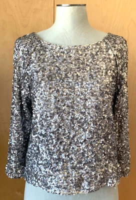 Top de lentejuelas plateadas ALICE + OLIVIA talla pequeña Foto 1 de 4