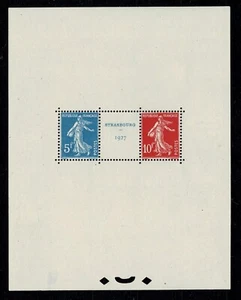 FRANCE YVERT BLOC 2 SCOTT 241 ""HOJA DE EXPOSICIÓN DE ESTRASBURGO 1927" MONTADA SIN MONTAR O NUNCA MONTADA FVF X243A - Imagen 1 de 5