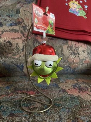 Disney Kermit La Rana con Sombrero de Santa Vidrio Adorno de Navidad Foto 1 de 3