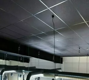 Azulejos de techo de vinilo suspendidos negros limpiables 1195 x 595 borde cuadrado 1200x600 mm - Imagen 1 de 5