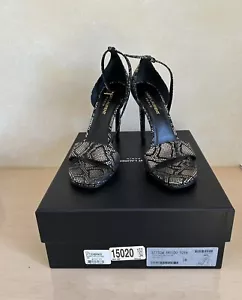 Saint Laurent Tribute Leder T-Riemen Plateau Sandalen Größe 38. Schwarz Platinum - Bild 1 von 5