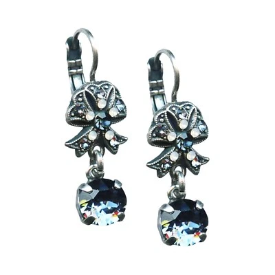 Mariana Earrings Bow Dangling Montana Blue & White Opal Austrian Crystals Moo... Foto 1 de 3