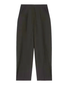 NWT THEORY Pleated Carrot Crop in Black Traceable Stretch Wool Pants 12 - Picture 1 of 8