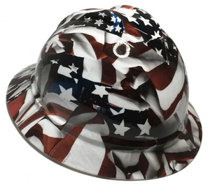 Hard Hat MSA 500 Series Non-Vented Full Brim Flags 6 Point Harness High Gloss - Picture 1 of 4