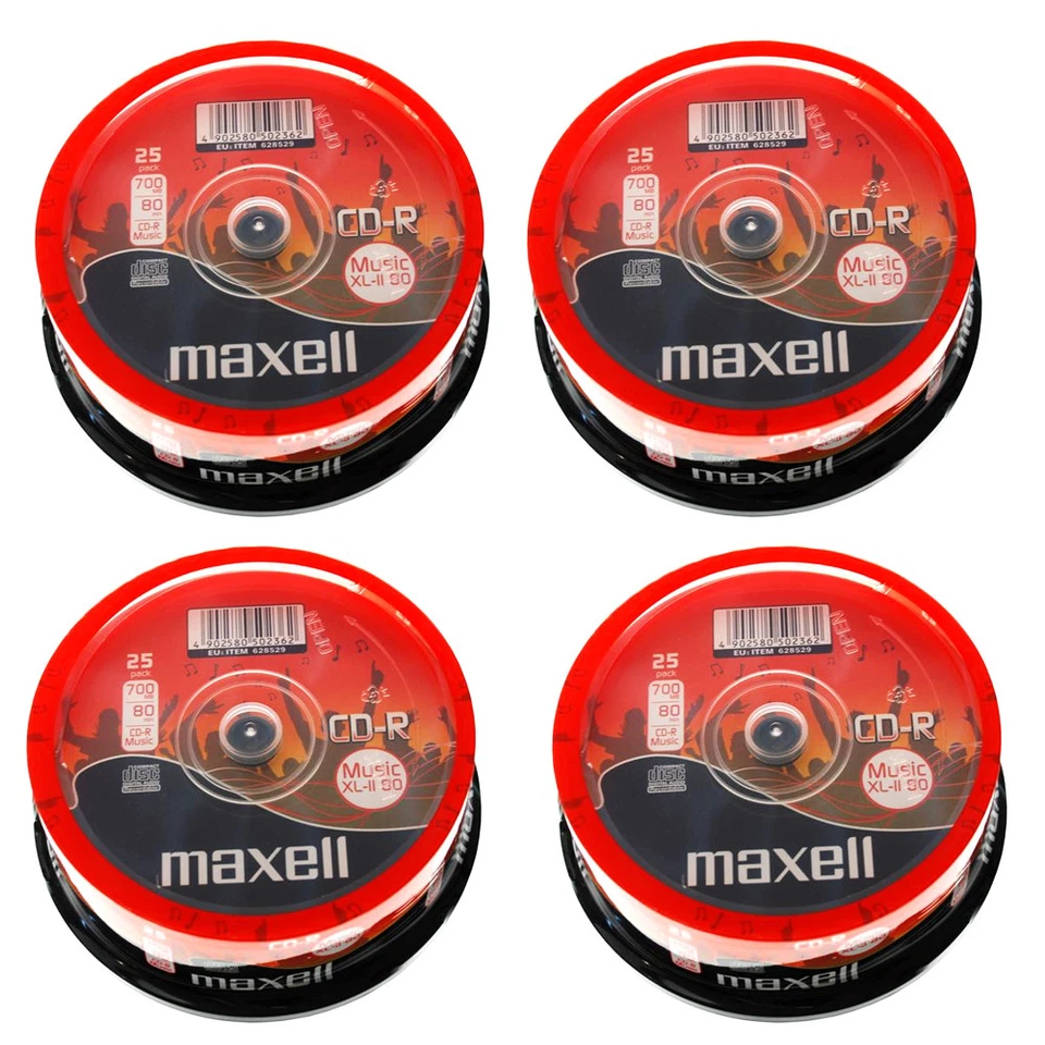 GENUINE MAXELL CD-R 80 MINS XL-II DIGITAL AUDIO RECORDABLE BLANK DISCS 100 PACK