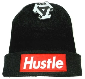 HUSTLE Skull Cap Cuff Beanie Wintermütze Bündchen Schwarz Neu - Bild 1 von 2