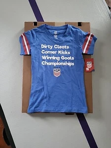 USA Womens Soccer: "Dirty Cleats..." T-Shirt, Size Youth SMALL Color Blue, NWT - Picture 1 of 5