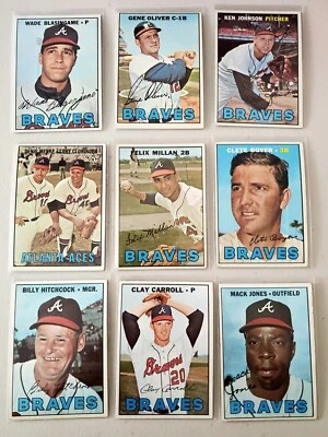 Lot of 1967 Topps ATLANTA BRAVES  Vintage Baseball .MACK JONES, FELIX MILLAN - Image 1 of 4