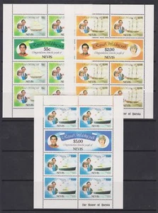 1981 Royal Wedding Charles & Diana MNH Stamp Sheetlets Nevis - Picture 1 of 1