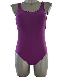 M&S COLLECTION PURPLE SECRET SLIMMING TEXTURED SCOOP NECK SWIMSUIT - Picture 1 of 6