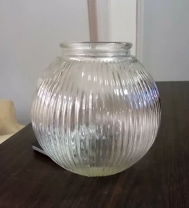 Vintage Light Shade Vanity Hanging Globe Ribbed Iridescent 3 1/8" Fitter - Picture 1 of 8