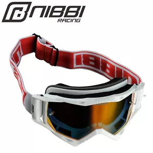 NIBBI Motorcross Race Goggles Offroad ATV UTV BMX MX XC Quad Eyewear Adult White - Foto 1 di 15