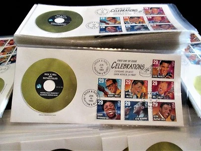 1993 29c Rock Roll/Blues National Music FDC stamps w/ GOLD RECORD ltd to 5,000! - Image 1 of 4