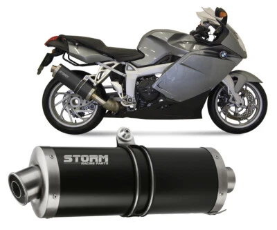 Scarico Storm nero Oval acciaio inox per Bmw K 1200 R / S / Gt 2005 > 2008 Foto 1 de 3