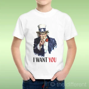 T-Shirt Kid Boy I Want You Uncle Sam Army America Gift Idea - Picture 1 of 1