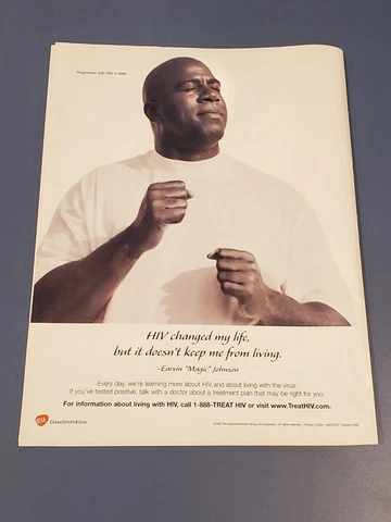 EARVIN MAGIC JOHNSON Poster Print Ad Photo HIV GlaxoSmithKline Pharmaceutical Cover