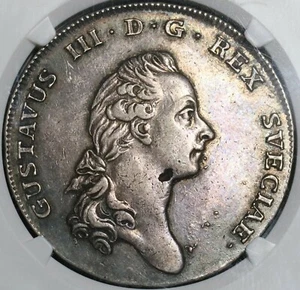 1776 NGC XF Det Sweden Silver Riksdaler Large Cross Dav-1735 Coin (20111801D) - Picture 1 of 6