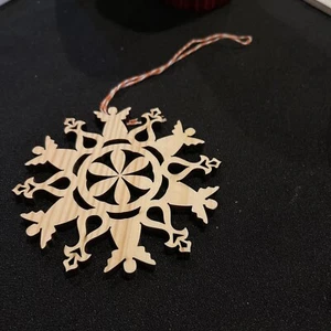 Angel Snowflake laser cut wooden ornaments - Picture 1 of 7