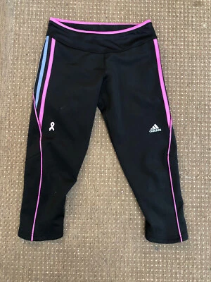Adidas Aktiv Against Cancer Capri Leggings Black Pink Size Small 8-10 - Image 1 of 4