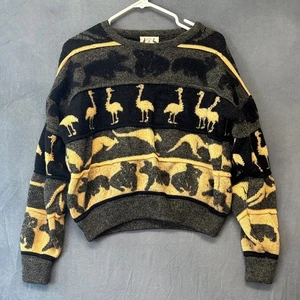 Vintage HySport Australia Wool Animal Sweater Boxy Crop 80s Sz 20 US 16 Outdoors - Picture 1 of 10