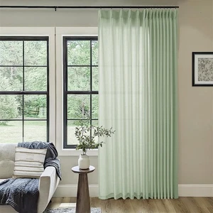 Pinch Pleat Linen Sheer Curtains 90 Inches Long 100 Inch Wide for Patio Slidi... - Picture 1 of 9