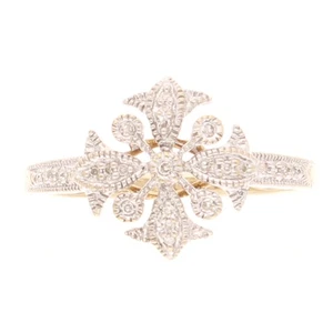 9Carat Yellow Gold 0.15ct Diamond Cluster Ring (Size V) 13.5mm Widest - Picture 1 of 4