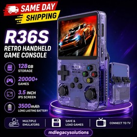 R36S Retro Handheld Game Console 128GB 20000 Games 3.5" IPS Screen Portable Game