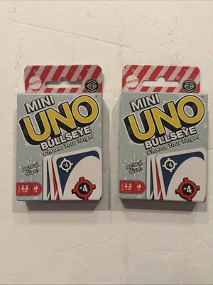 2 PACK Mini UNO Bullseye Card Game Pocket Sized Cards Mattel, Brand New - Image 1 of 4