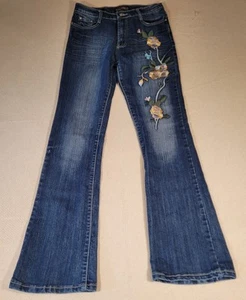 Taiyang Yu Jeans Damen 30 (*passt 27) blau Bootcut bestickt Blumen Denim Boho - Bild 1 von 16
