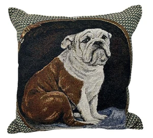 Englische Bulldogge strukturiert bestickt Wandteppich Überwurf Kissen 17" Simply Home - Bild 1 von 10