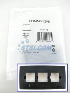 Commscope M13C-003 3-Port M-Series Furniture Faceplate, Black 106650864 ~STSI - Picture 1 of 4