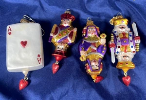 Dept 56 Glass Ornaments Playing Cards Ace of Hearts Queen of Hearts Kings 4" - Picture 1 of 15