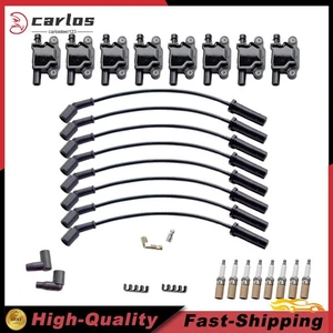 8PCS Square Ignition Coil & Spark Plug &Wires For Chevy Silverado 1500 Tahoe GMC - Picture 1 of 9