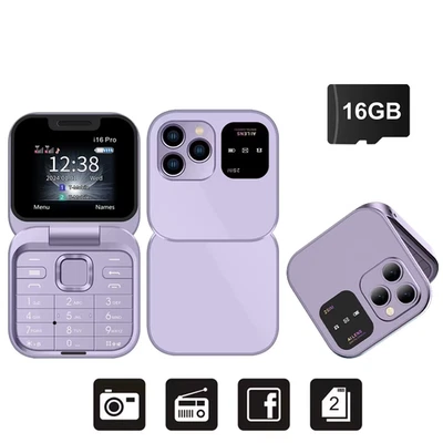 Mini telefono i16 Pro 2 SIM 2G tascabile con fotocamera e batteria 1000mAh - Immagine 1 di 4
