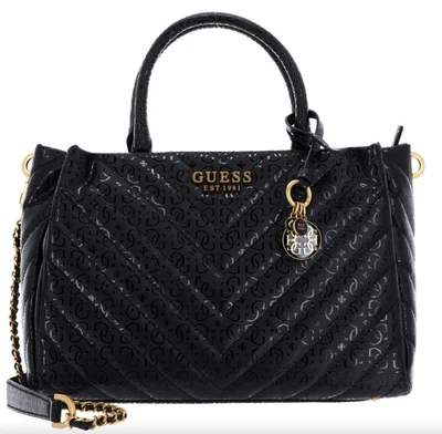 Guess Jania Society Quilted Medium Satchel Crossbody Logo Embossed MSRP IS $140 - Image 1 of 4
