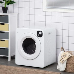 1300W Compact Laundry Dryer with 3.2 cuft Stainless Steel Drum White - Picture 1 of 11