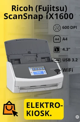 📠 Ricoh (Fujitsu) ScanSnap iX1600 A4-Dokumentenscanner 4,3-Zoll USB Touchscreen - Bild 1 von 4