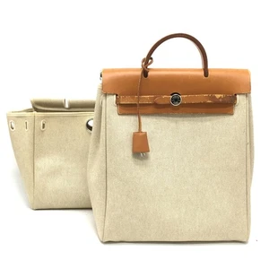 HERMES Herbag Ado PM 2WAY Handtasche Rucksack - Tasche Leder / ToileGM Beige - Bild 1 von 12