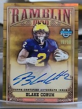 Blake Corum 2023 Bowman Chrome U Ramblin' Man Gold On Card Auto /50 Michigan SSP