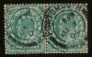 Great Britain GB 1902 Sc#127 - ½d King Edward VII Portsmouth 1904 Pair (2) Used - Picture 1 of 2