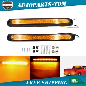 2x Sealed Amber 10"15LED Tail ID Bar Light Truck Trailer Bed Center Lights Strip - Picture 1 of 12